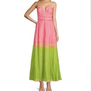 Antonio Melani Elegant Pink and Green Maxi Dress